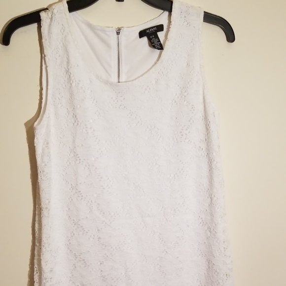 White lace Alfani lightweight sleeveless shift P/S - Picture 2 of 4